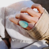 The Oasis Ring in Royston Turquoise (Size 7) - Golden Road Crafted