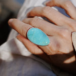 The Oasis Ring in Royston Turquoise (Size 7.5) - Golden Road Crafted