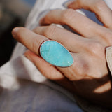 The Oasis Ring in Royston Turquoise (Size 7.5) - Golden Road Crafted
