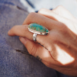 The Oasis Ring in Royston Turquoise (Size 8) - Golden Road Crafted