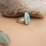 The Oasis Ring in Royston Turquoise (Size 8) - Golden Road Crafted