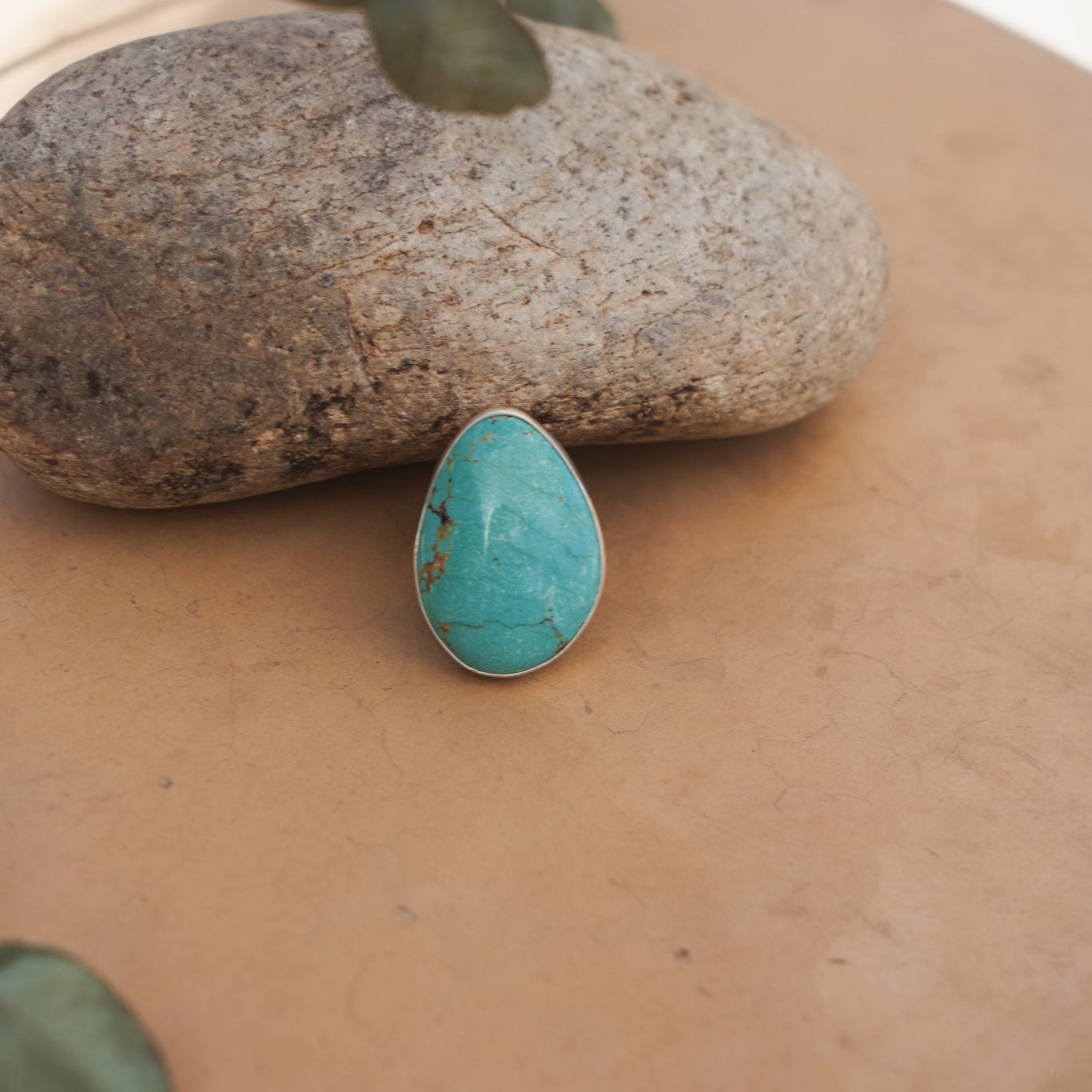 The Oasis Ring in Royston Turquoise (Size 8) - Golden Road Crafted
