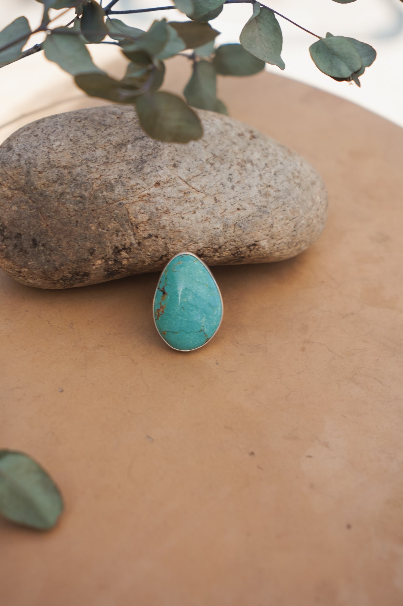 The Oasis Ring in Royston Turquoise (Size 8) - Golden Road Crafted