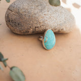 The Oasis Ring in Royston Turquoise (Size 8) - Golden Road Crafted