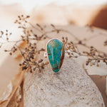 The Oasis Ring in Royston Turquoise (Size 8) - Golden Road Crafted