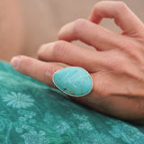 The Oasis Ring in Royston Turquoise (Size 8) - Golden Road Crafted