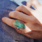 The Oasis Ring in Royston Turquoise (Size 8) - Golden Road Crafted