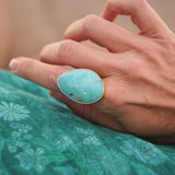 The Oasis Ring in Royston Turquoise (Size 8) - Golden Road Crafted