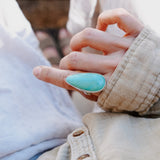 The Oasis Ring in Royston Turquoise (Size 8.5) - Golden Road Crafted