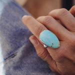 The Oasis Ring in Royston Turquoise (Size 9) - Golden Road Crafted