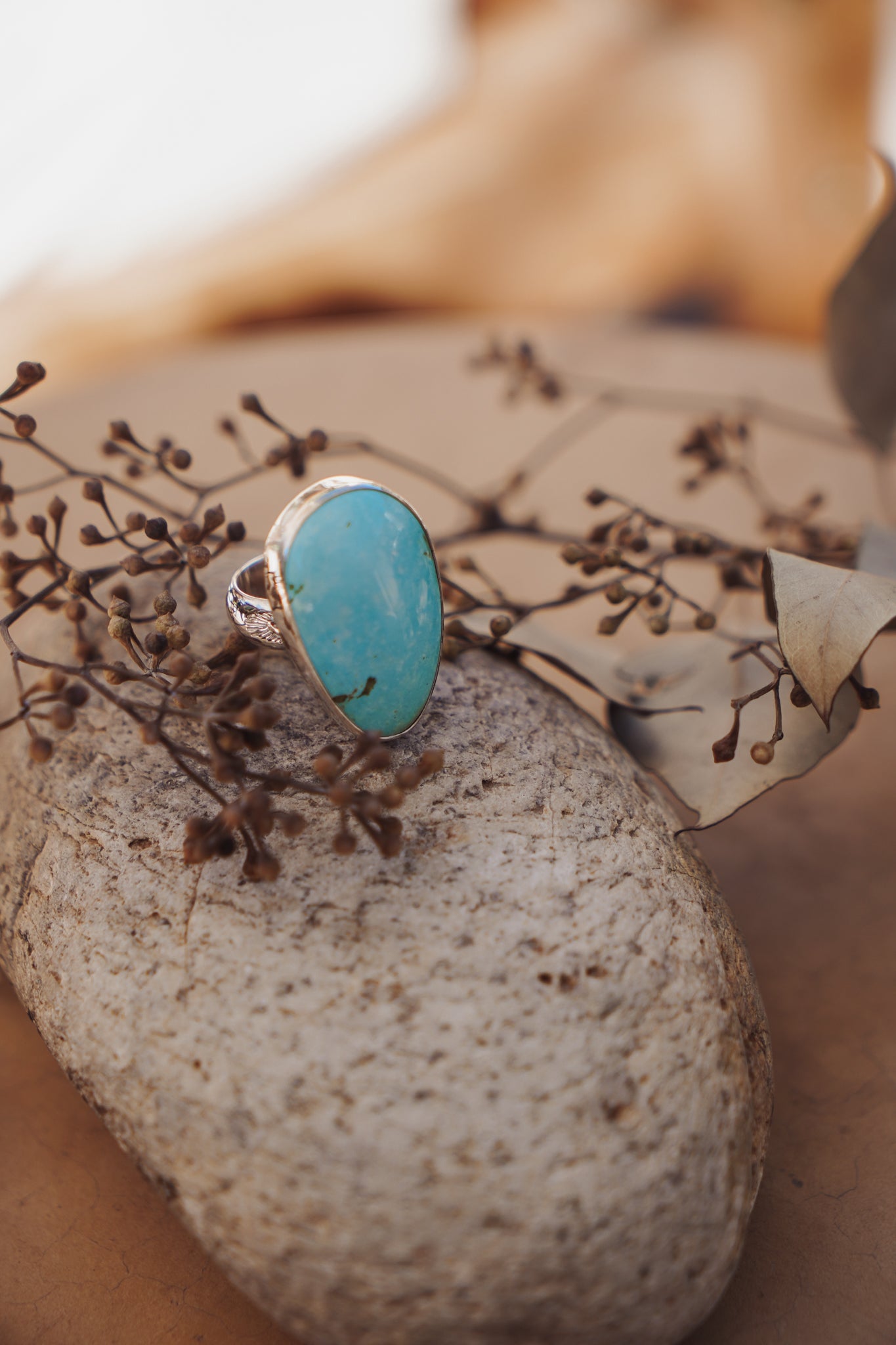 The Oasis Ring in Royston Turquoise (Size 9) - Golden Road Crafted
