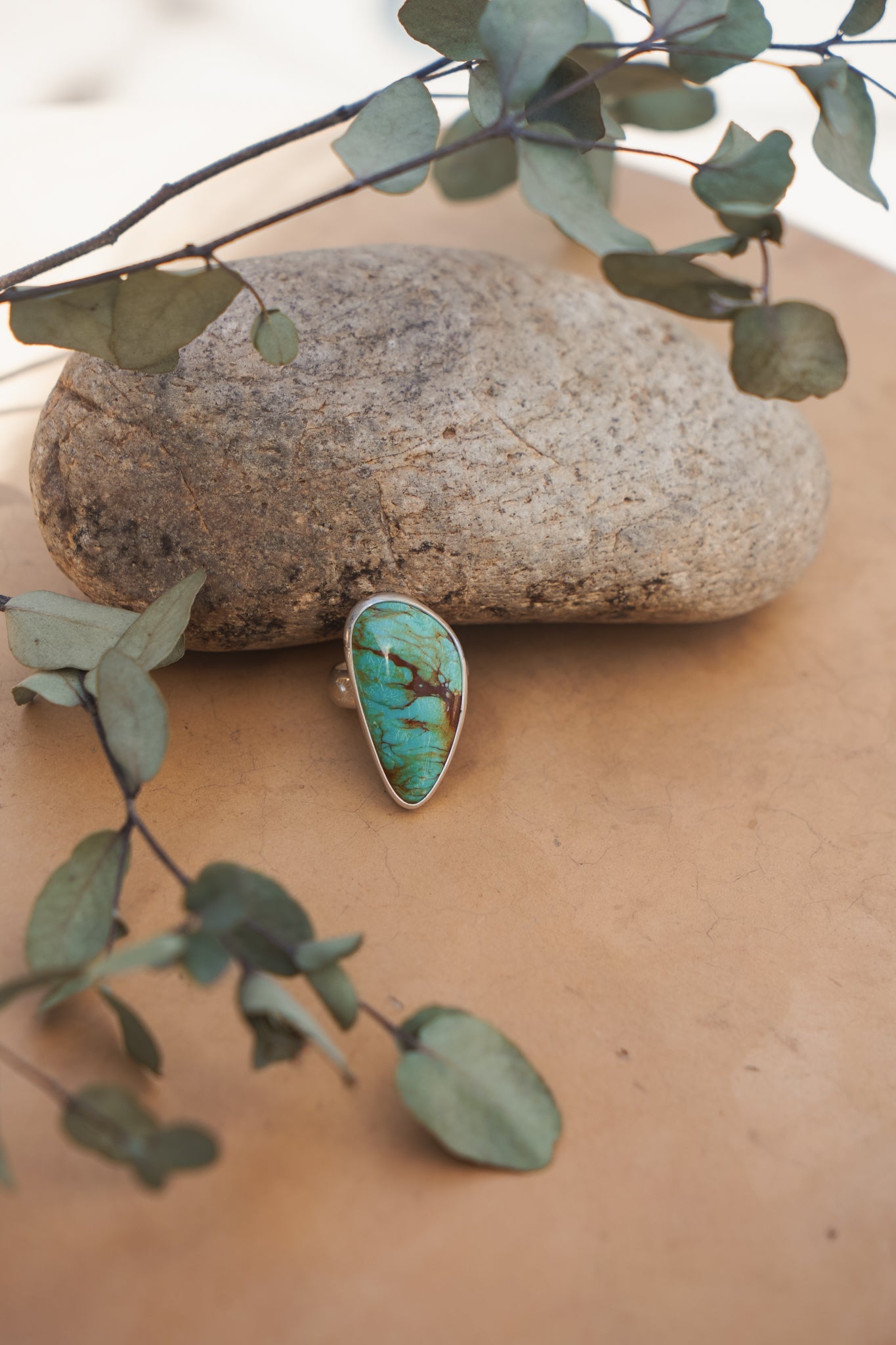 The Oasis Ring in Royston Turquoise (Size 9) - Golden Road Crafted