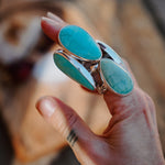 The Oasis Ring in Royston Turquoise (Size 9) - Golden Road Crafted