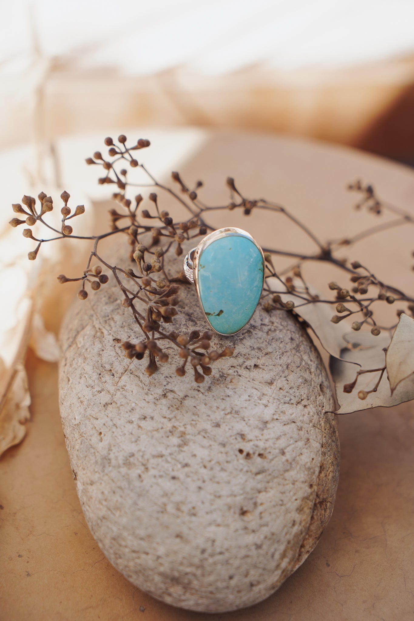 The Oasis Ring in Royston Turquoise (Size 9) - Golden Road Crafted