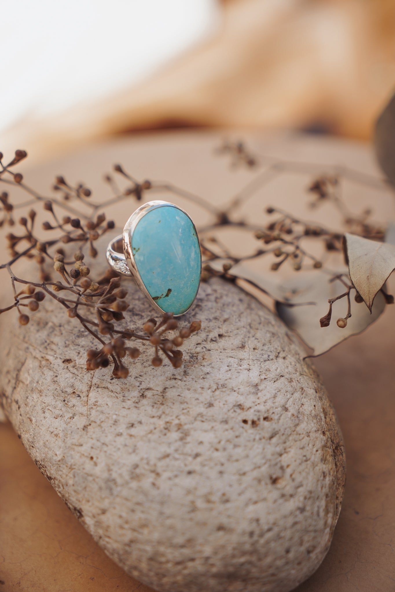 The Oasis Ring in Royston Turquoise (Size 9) - Golden Road Crafted