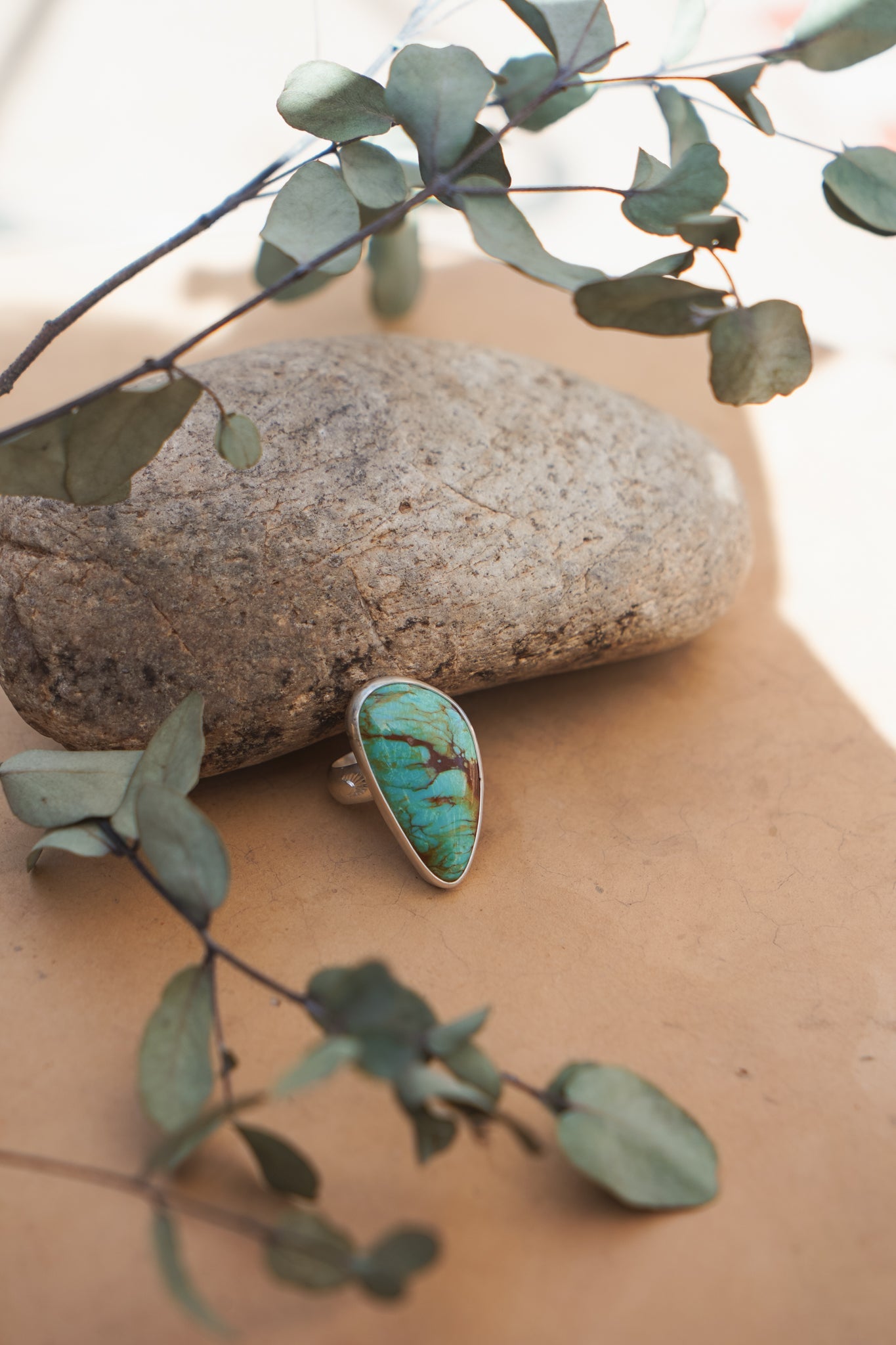 The Oasis Ring in Royston Turquoise (Size 9) - Golden Road Crafted