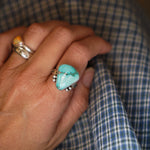 The Open Window Ring in Emerald Valley Turquoise (Size 9) - Golden Road Crafted