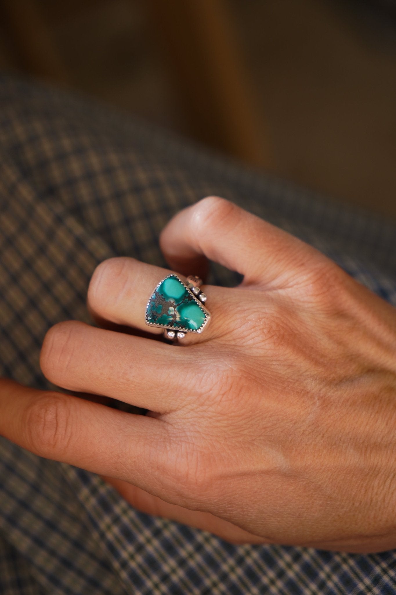 The Open Window Ring in Hubei Turquoise (Size 6) - Golden Road Crafted