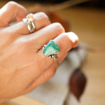 The Open Window Ring in Hubei Turquoise (Size 7) - Golden Road Crafted