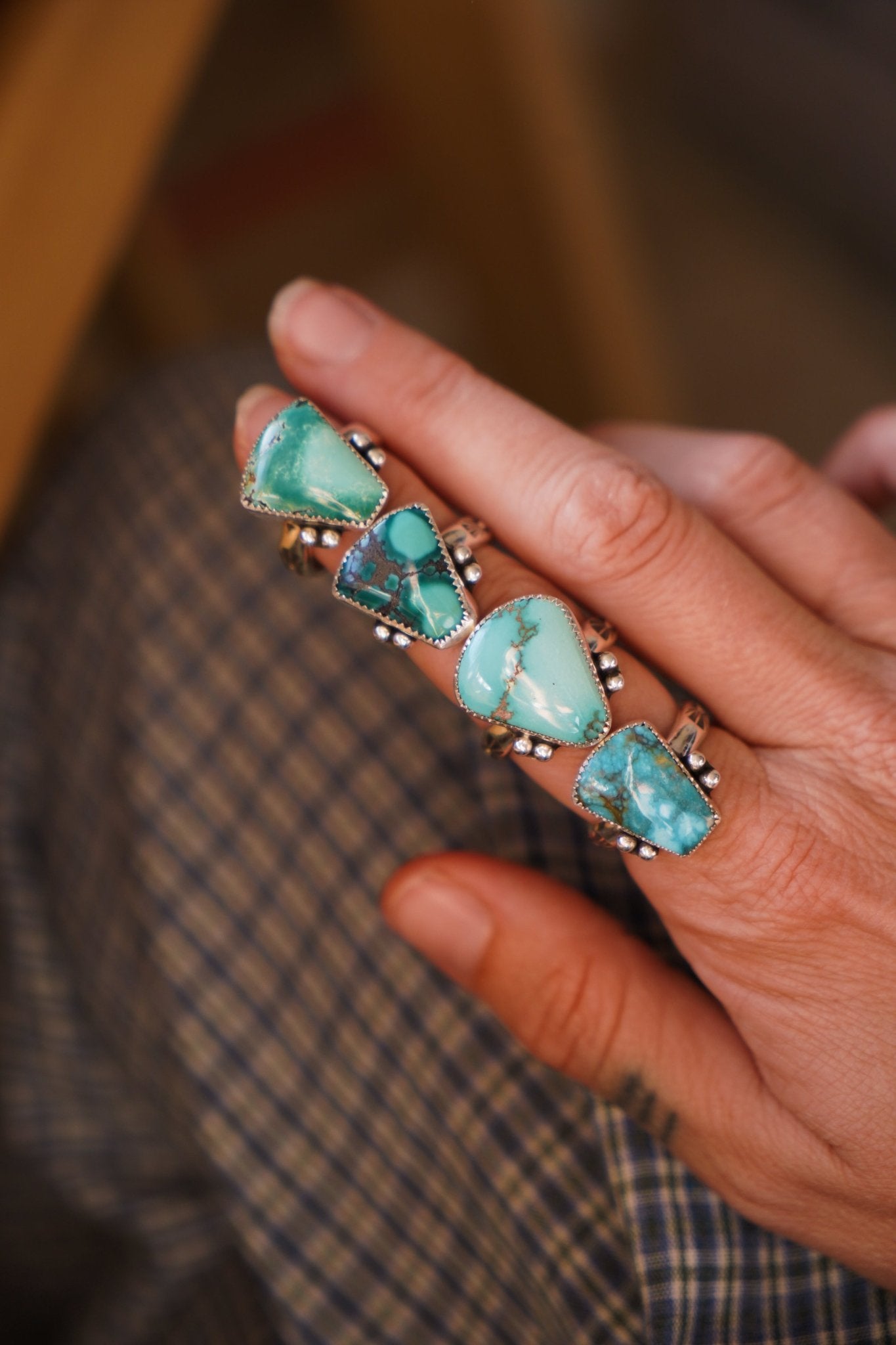 The Open Window Ring in Hubei Turquoise (Size 7) - Golden Road Crafted
