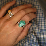 The Open Window Ring in Hubei Turquoise (Size 7) - Golden Road Crafted