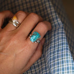 The Open Window Ring in Whitewater Turquoise (Size 8) - Golden Road Crafted