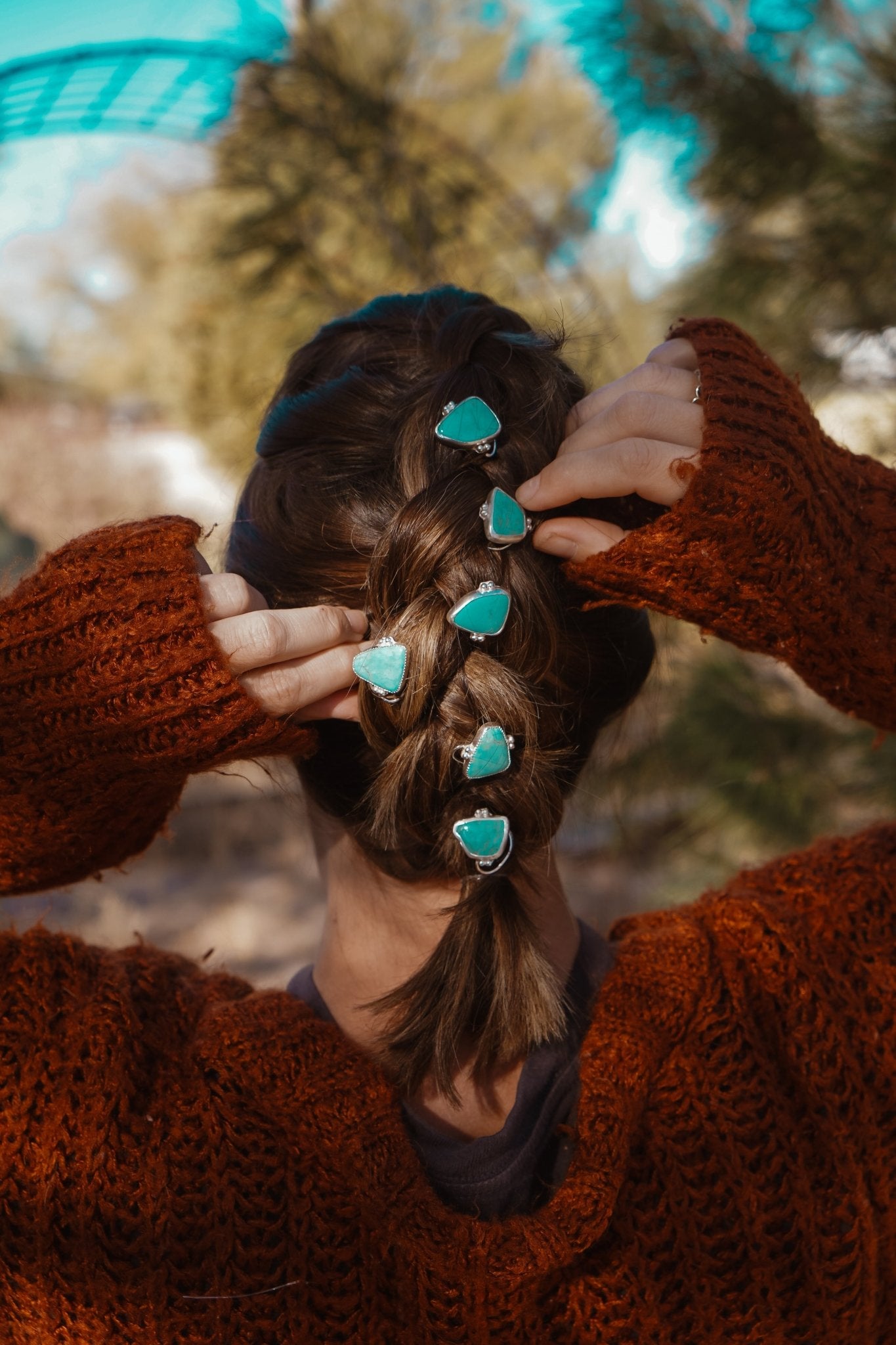 The Orbit Hair Twist in Tyrone Turquoise - Golden Road Crafted