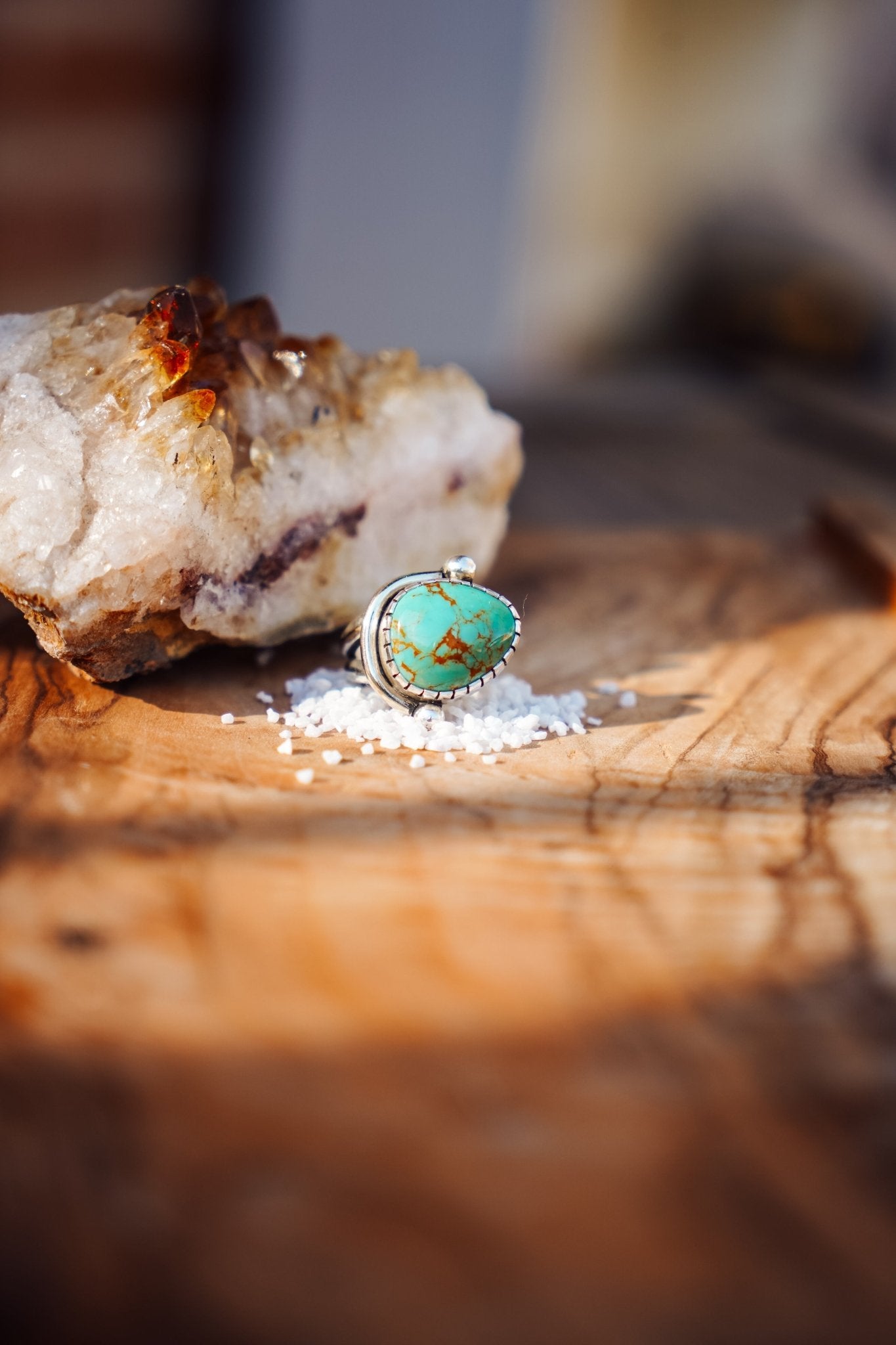 The Orbital Ring in Royston Turquoise (Size 6) - Golden Road Crafted