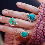 The Orbital Ring in Royston Turquoise (Size 6) - Golden Road Crafted