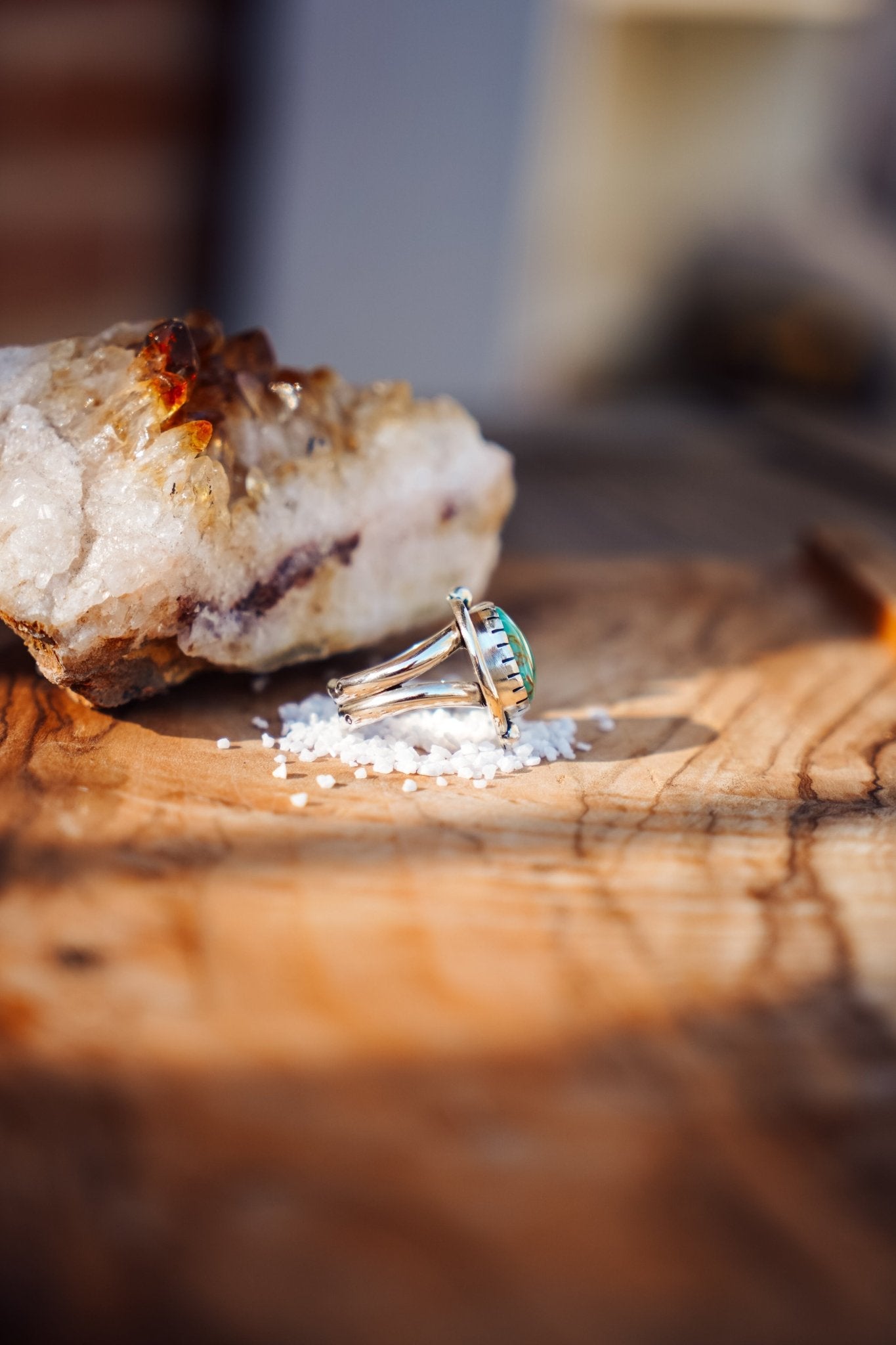 The Orbital Ring in Royston Turquoise (Size 6) - Golden Road Crafted