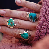The Orbital Ring in Royston Turquoise (Size 6) - Golden Road Crafted