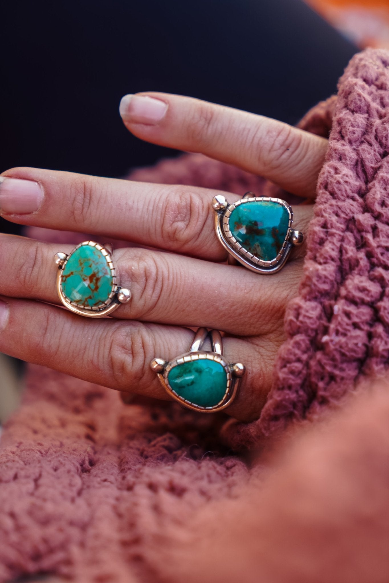 The Orbital Ring in Royston Turquoise (Size 6) - Golden Road Crafted