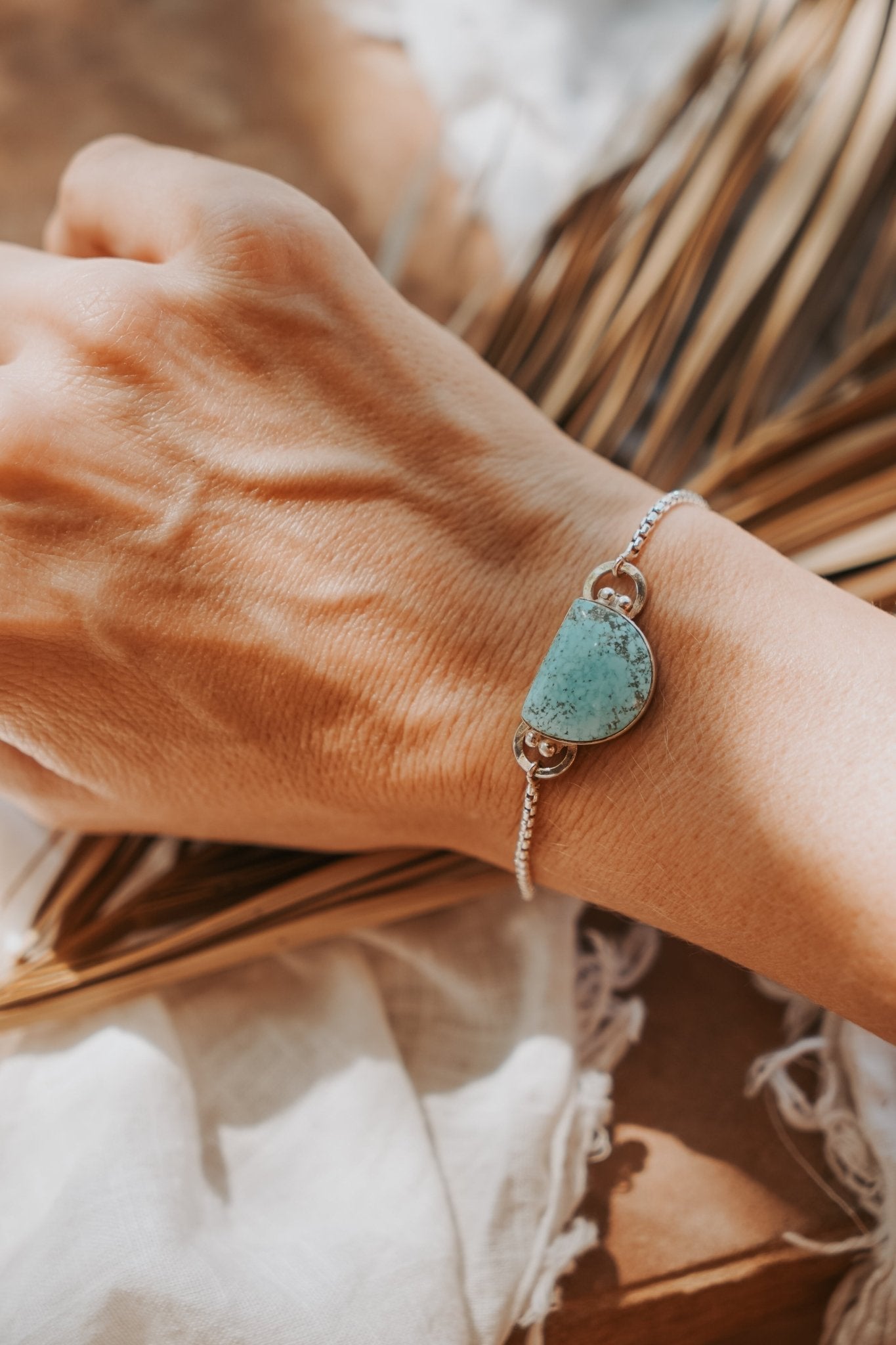 The Out West Adjustable Bracelet in Sandhill Turquoise - Golden Road Crafted