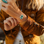 The Out West Bracelet in Carico Lake Turquoise - Golden Road Crafted