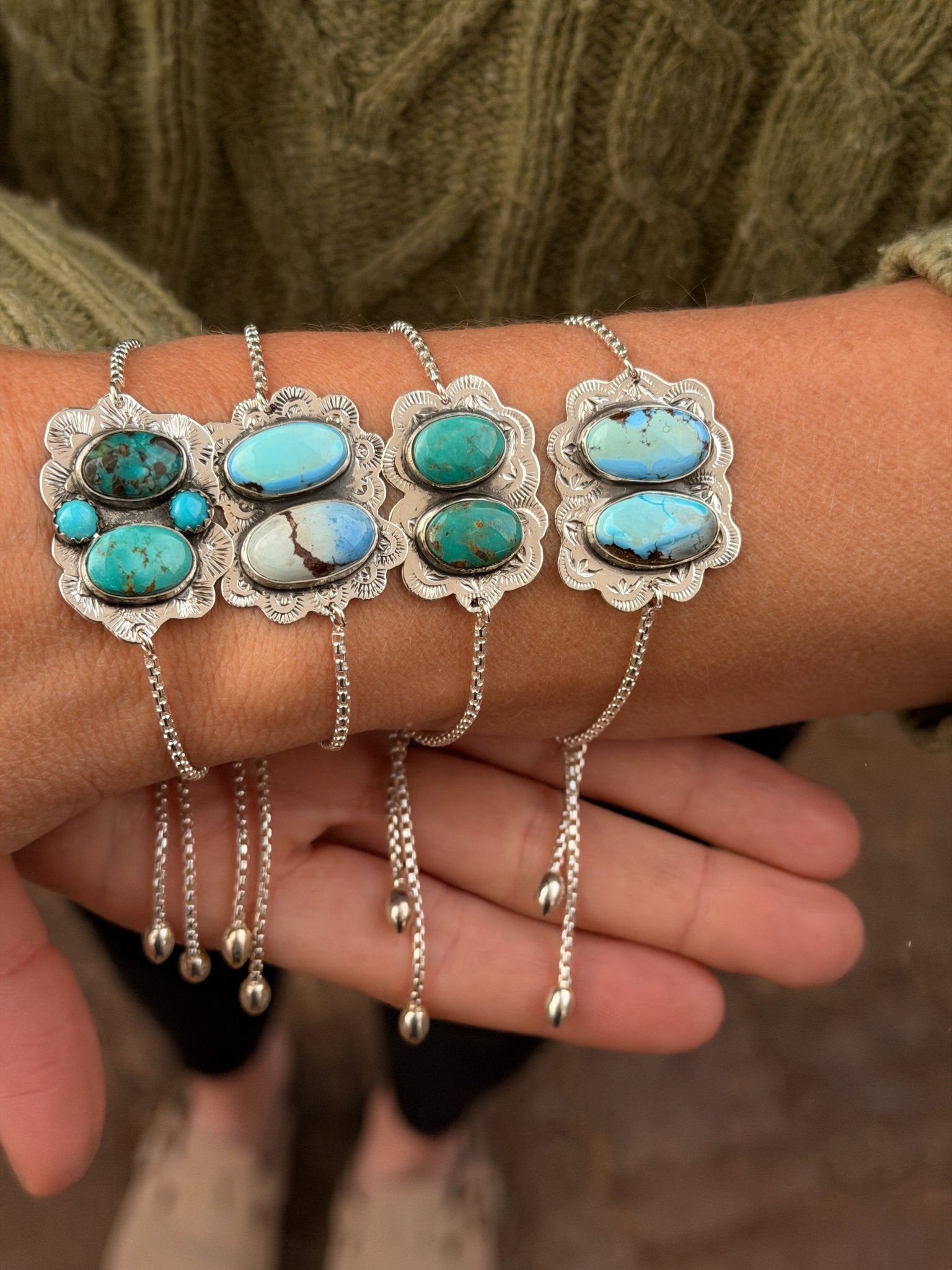 The Out West Bracelet in Carico Lake Turquoise - Golden Road Crafted
