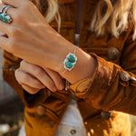 The Out West Bracelet in Carico Lake Turquoise - Golden Road Crafted