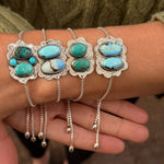 The Out West Bracelet in Carico Lake Turquoise & Lone Mtn Turquoise - Golden Road Crafted