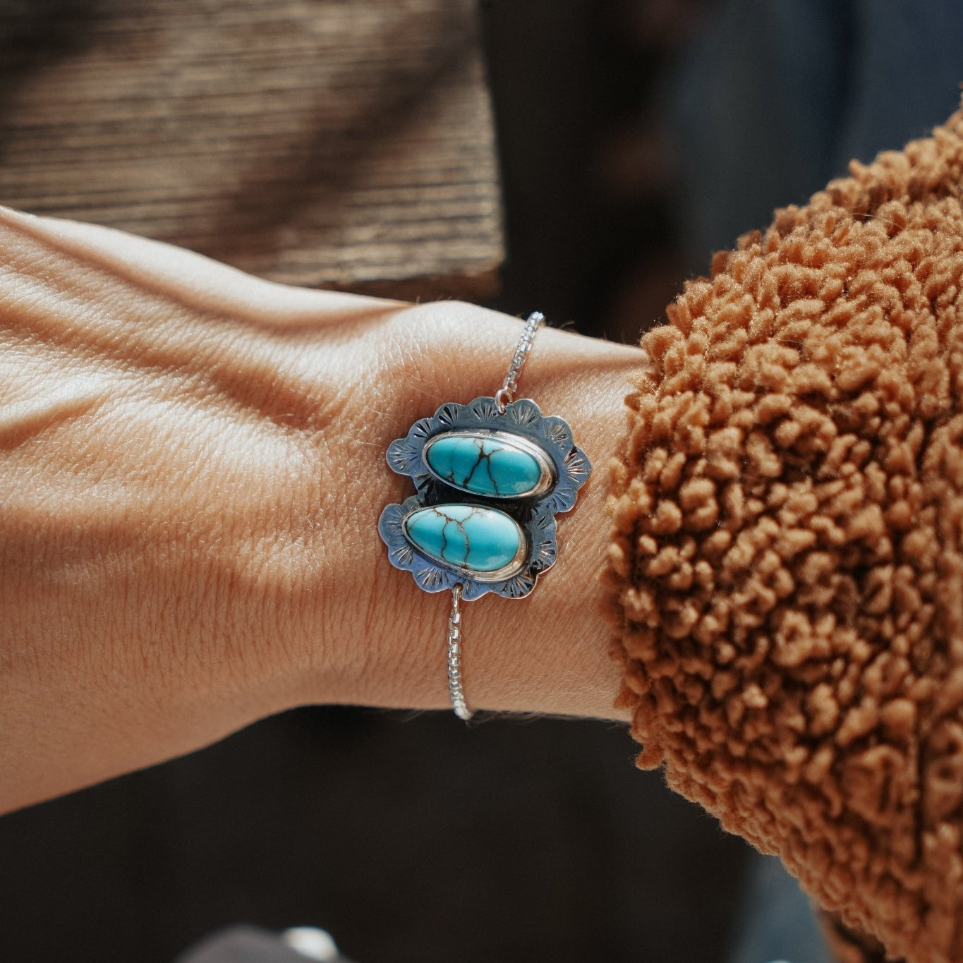 The Out West Bracelet in Egyptian Turquoise - Golden Road Crafted