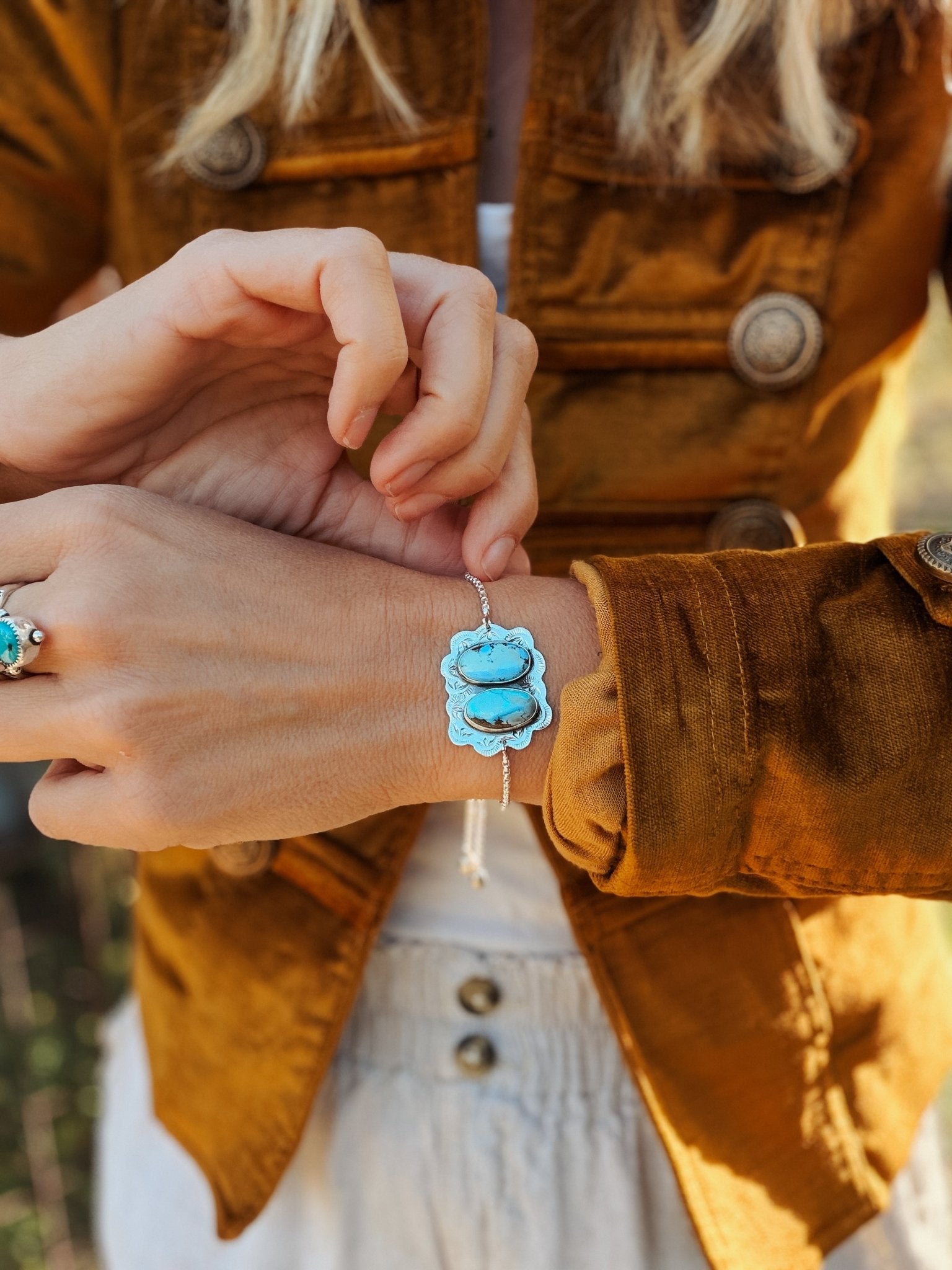 The Out West Bracelet in Golden Hills Turquoise - Golden Road Crafted