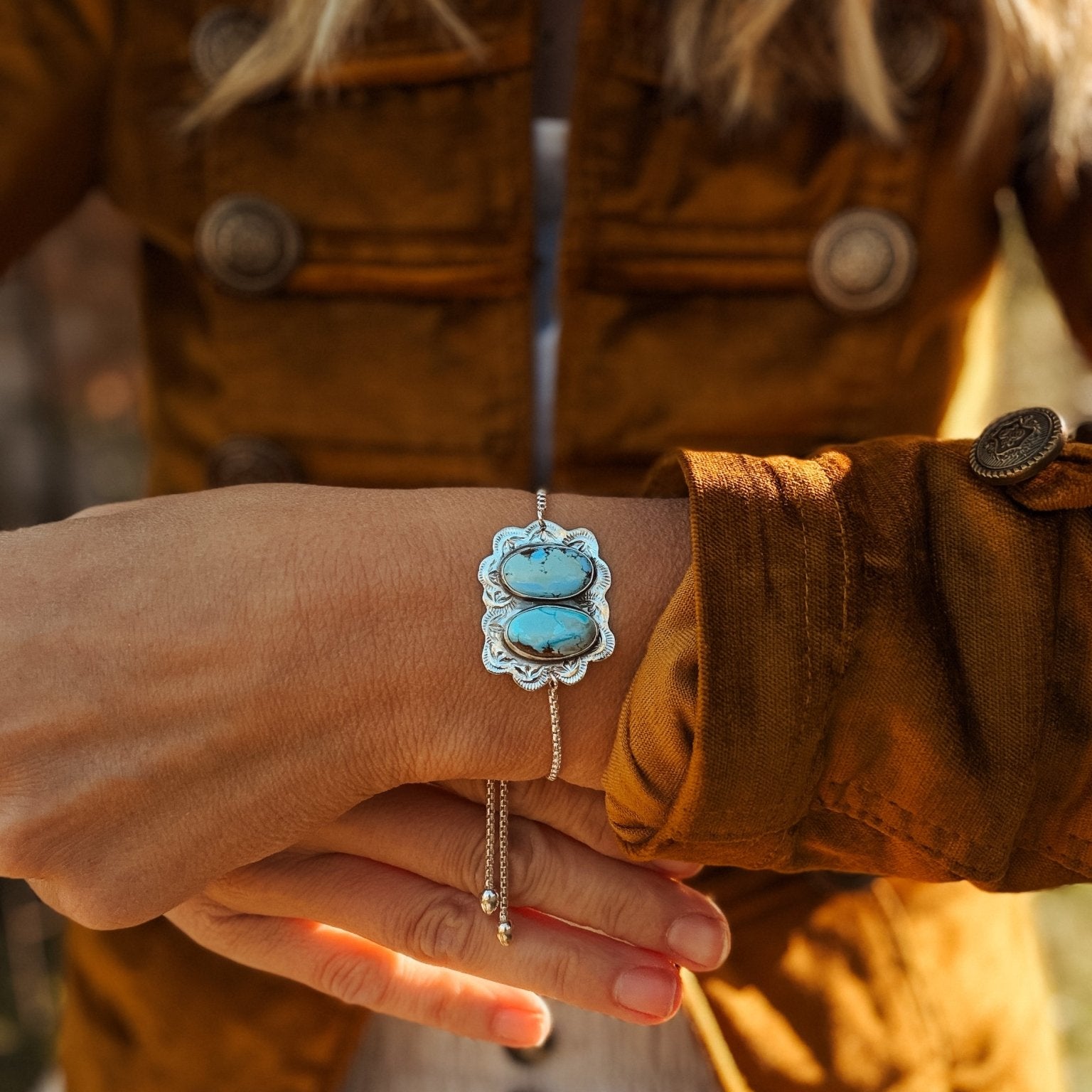 The Out West Bracelet in Golden Hills Turquoise - Golden Road Crafted