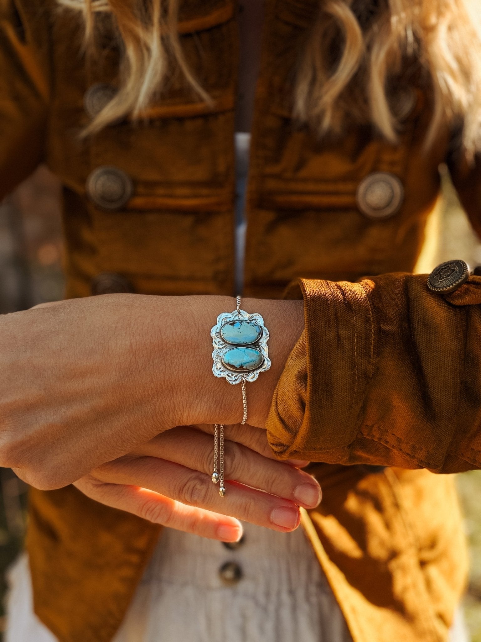 The Out West Bracelet in Golden Hills Turquoise - Golden Road Crafted