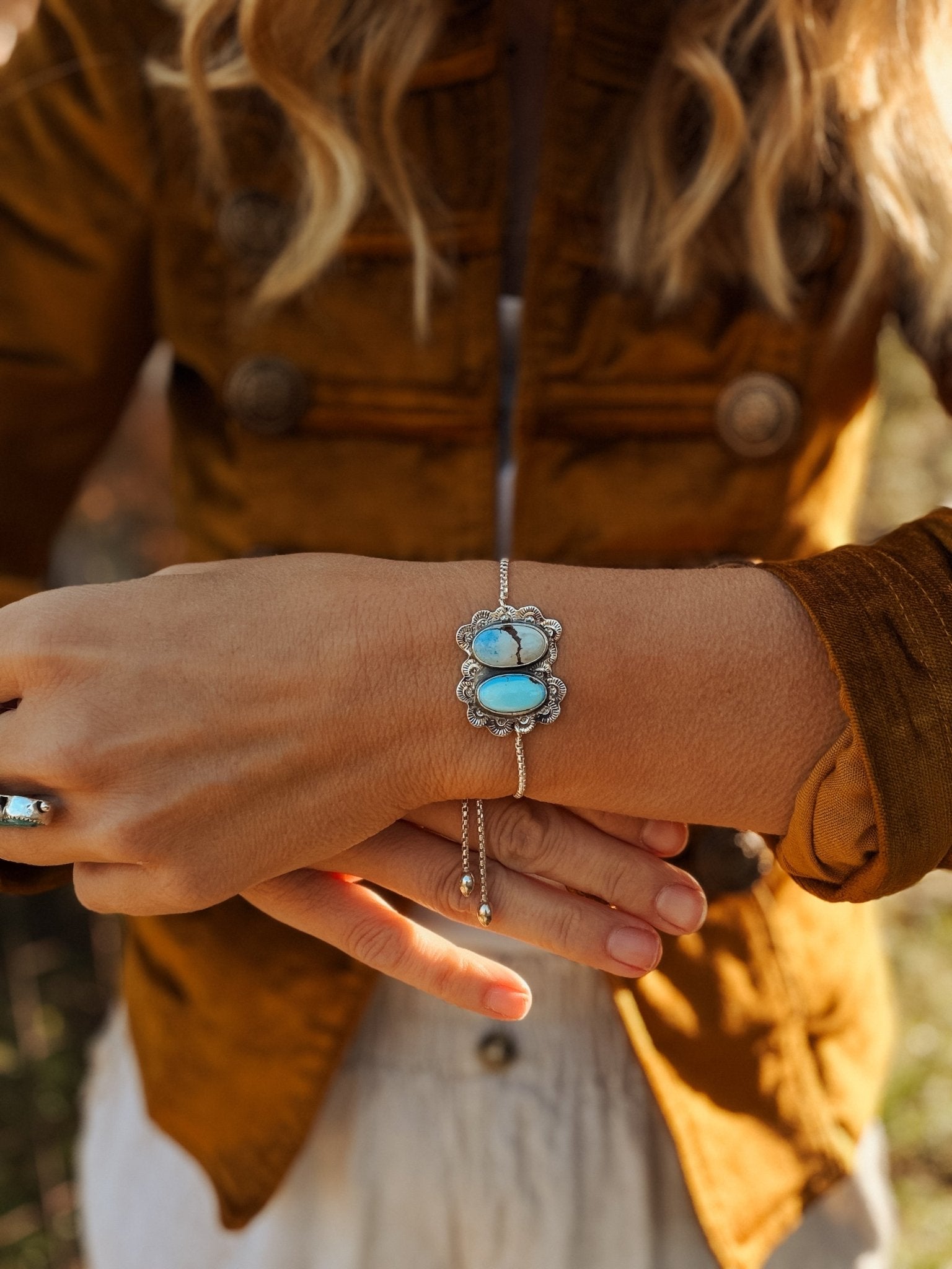 The Out West Bracelet in Golden Hills Turquoise - Golden Road Crafted