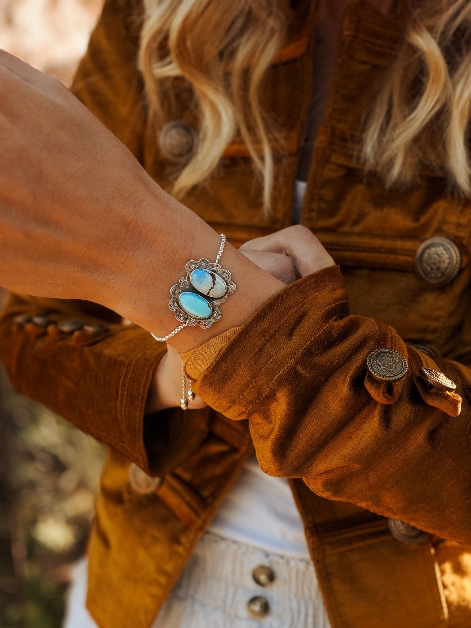 The Out West Bracelet in Golden Hills Turquoise - Golden Road Crafted