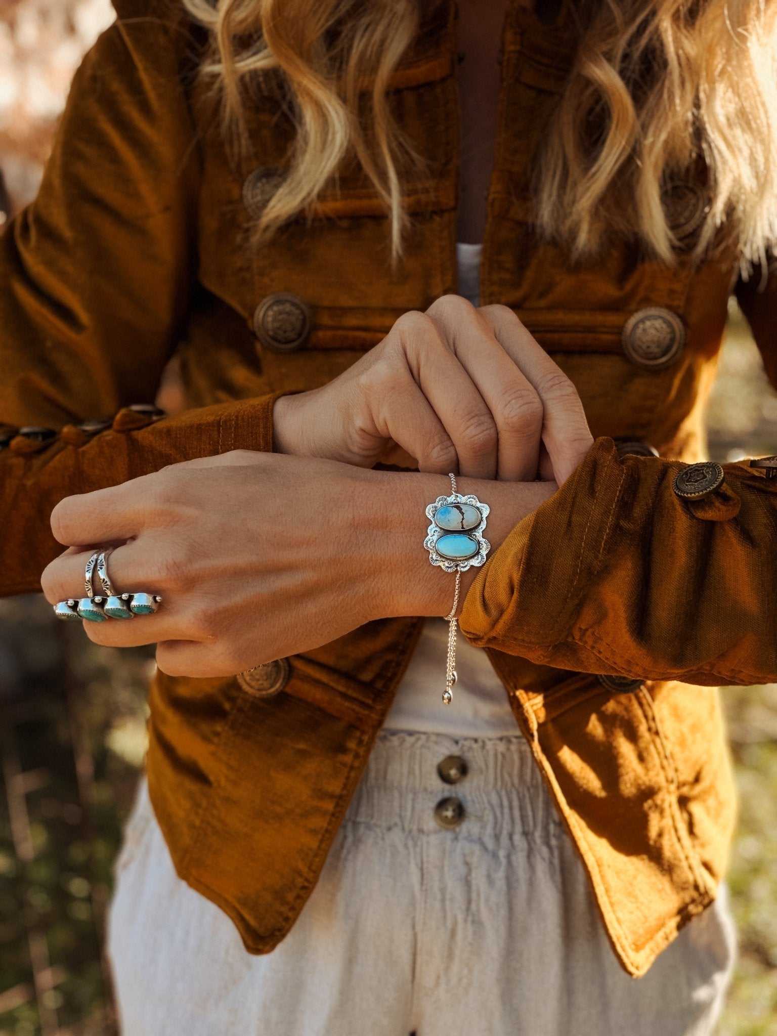 The Out West Bracelet in Golden Hills Turquoise - Golden Road Crafted