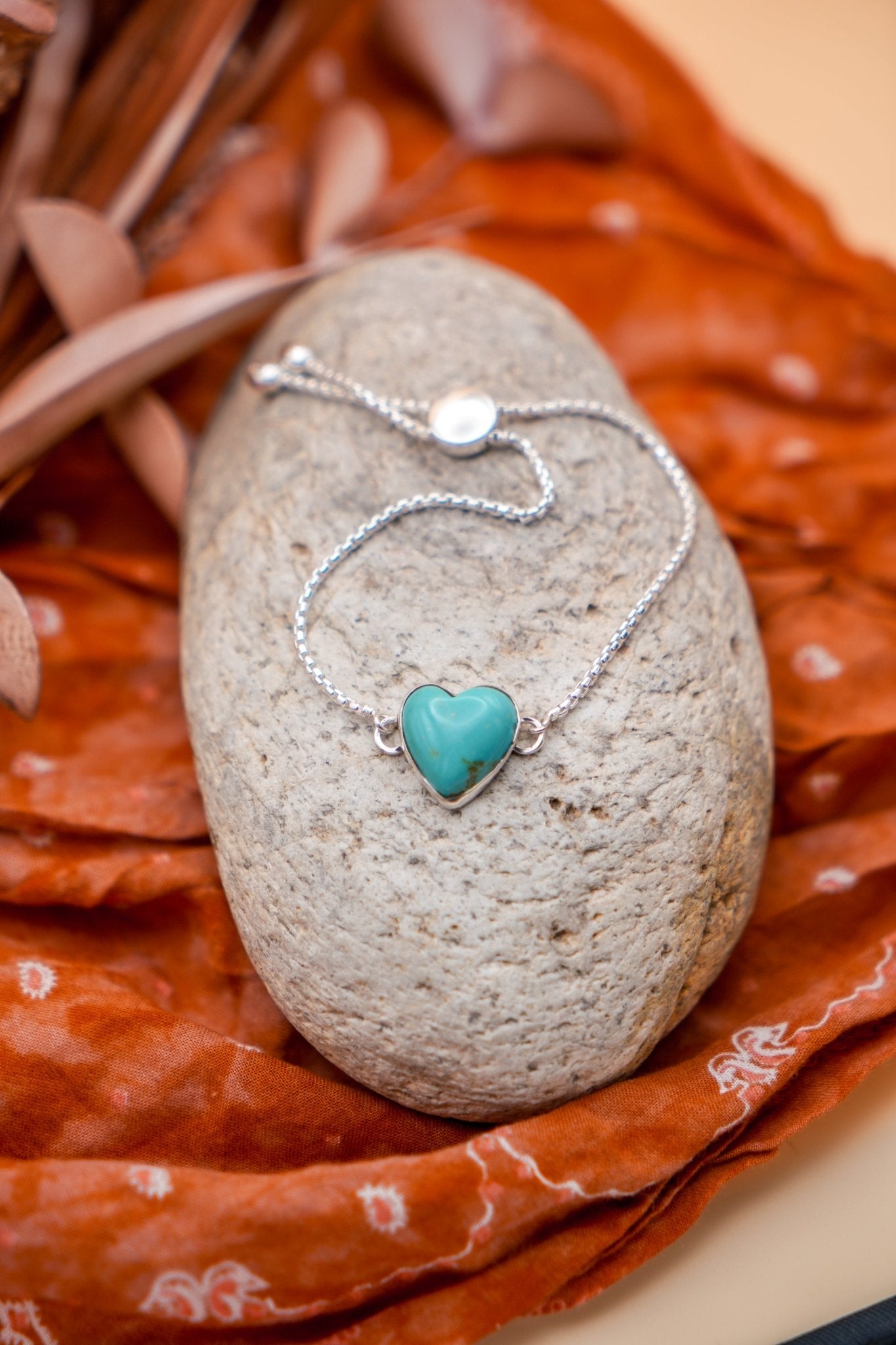 The Out West Bracelets in Chilean Turquoise Hearts - Golden Road Crafted