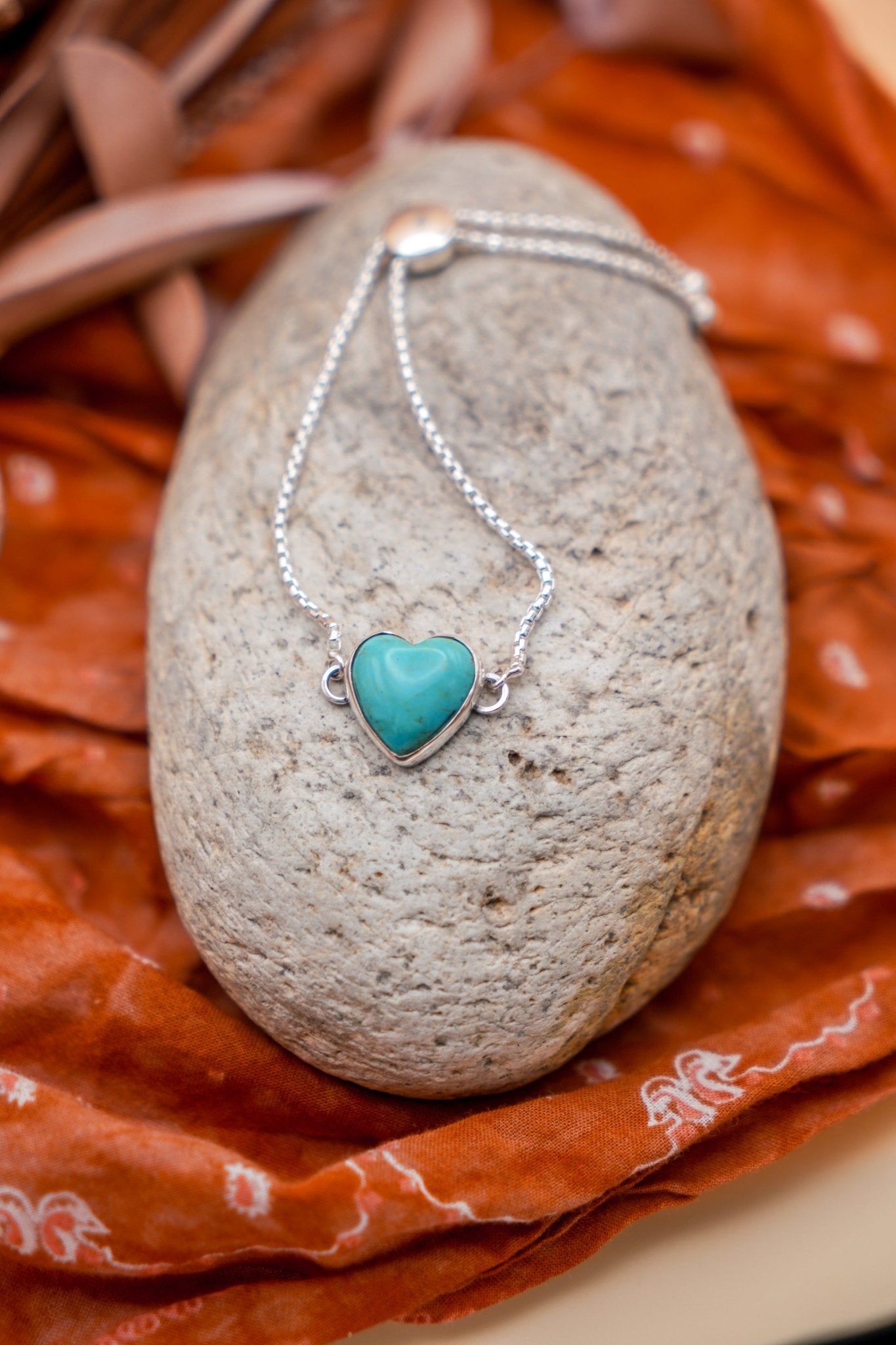 The Out West Bracelets in Chilean Turquoise Hearts - Golden Road Crafted
