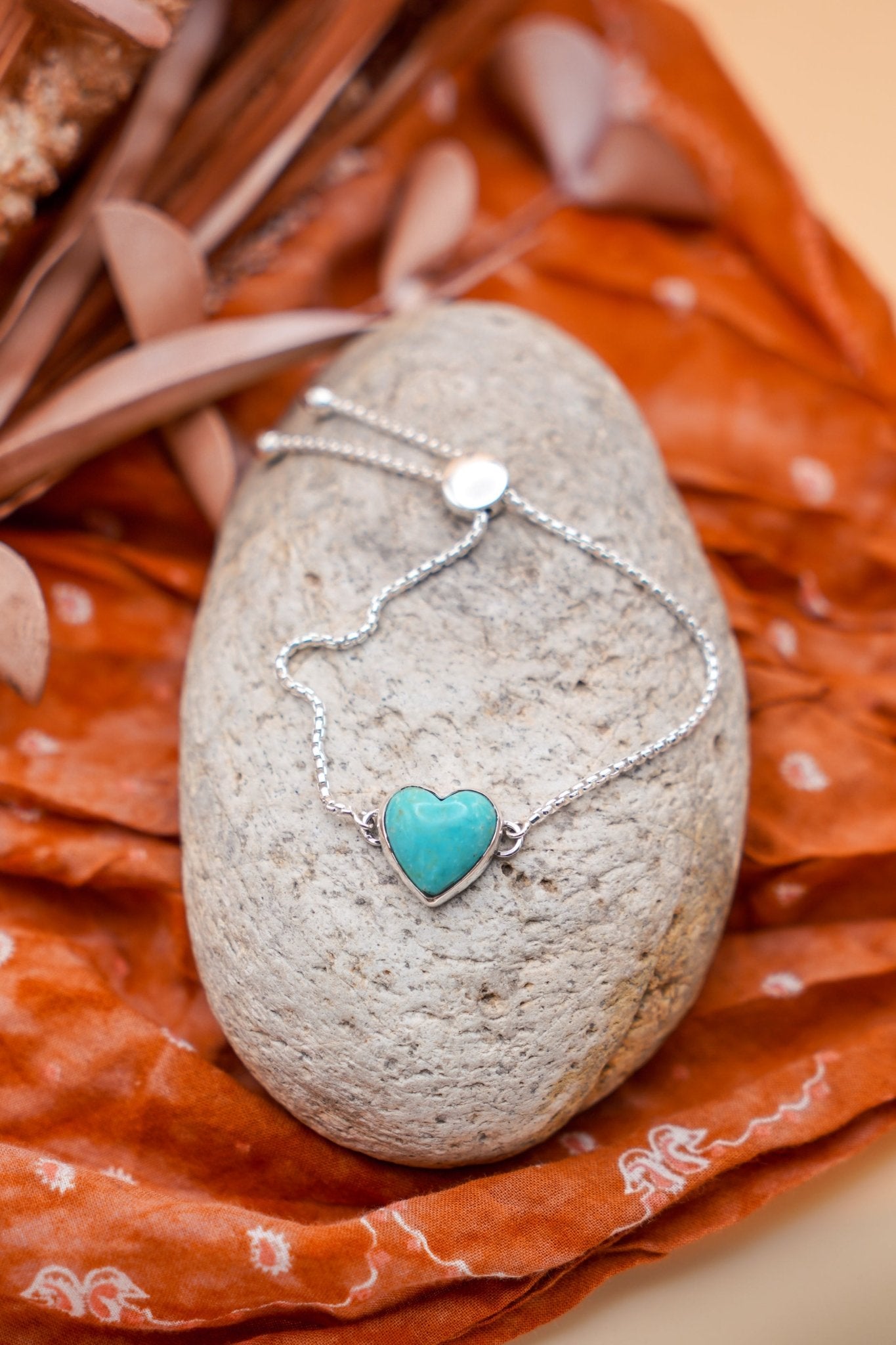 The Out West Bracelets in Chilean Turquoise Hearts - Golden Road Crafted