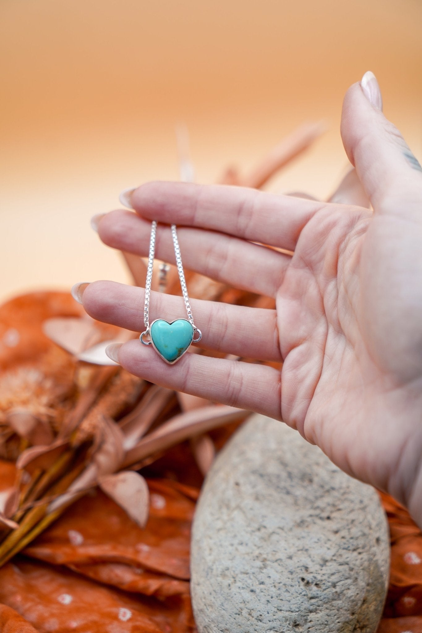 The Out West Bracelets in Chilean Turquoise Hearts - Golden Road Crafted