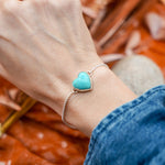 The Out West Bracelets in Chilean Turquoise Hearts - Golden Road Crafted