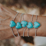 The Out West Bracelets in Chilean Turquoise Hearts - Golden Road Crafted